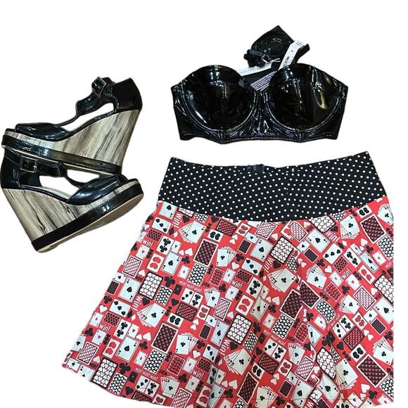 Black Patent Leather Faux Wood Grain Peep Toe SZ.8. High heel Wedge 5"  Italian - Picture 5 of 14